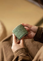 Ceramic Espresso Cups Set of 2 or 4-3oz Demitasse Cups for Coffee & Tea, No Handles, Durable & Dishwasher Safe ((green, 4)