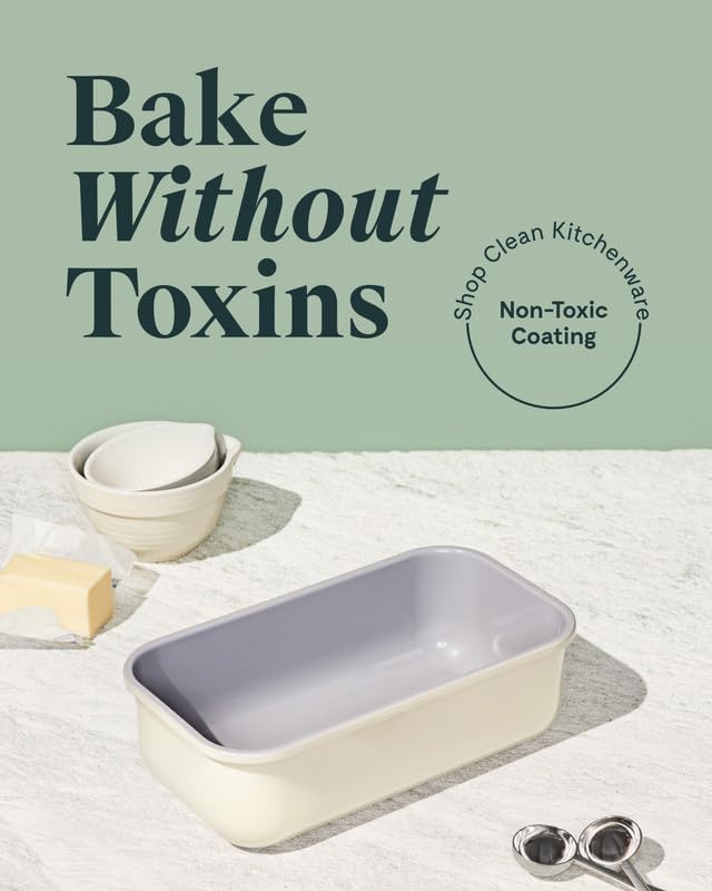 Caraway Non-Stick Ceramic 1 lb Loaf Pan - Naturally Slick Ceramic Coating - Non-Toxic, PTFE & PFOA Free - Perfect for Pound Cakes, Breads, & More - Sage