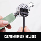 GORILLA GRIP Garlic Press and Peel Set, Heavy Duty Mincer Tool, Easily Mince and Crush Garlics, Ginger, Nuts, Seeds, Large Ergonomic Handle, Peeler Included, Peeling Cloves, Kitchen Gadgets, Mint