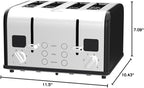 CUSIMAX 4 Slice Toaster, Stainless Steel, Ultra-Clear LED Display & Extra Wide Slots, with Dual Control Panels of 6 Shade Settings, Cancel/Bagel/Defrost Function, Removable Crumb Trays, Black