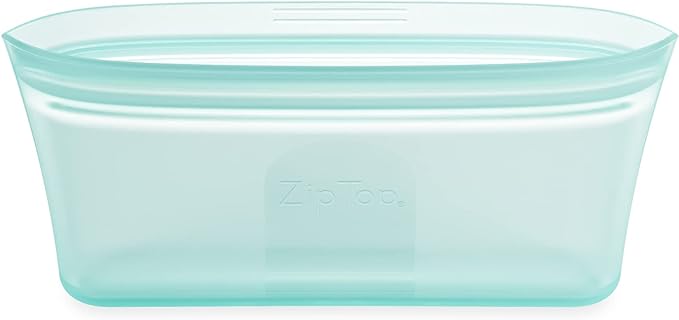 Zip Top Reusable Food Storage Bags | Snack Bag [Teal] | Silicone Meal Prep Container | Microwave, Dishwasher and Freezer Safe | Made in the USA