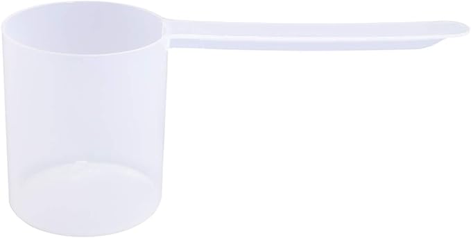Plastic Measuring Scoop, (80 cc | 1/3 Cup | 2.7 fl oz. | 80 mL) Long Handle Spoons for Powders, Granules, Coffee, Pet Food, Baking Supplies, Protein and Other Dry Goods, BPA Free (Set of 1)