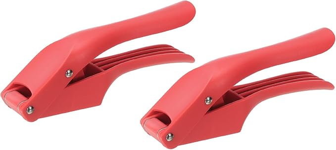 uxcell 2pcs Garlic Press, 7.5 Inch Stainless Steel Garlic Slicer Crusher Tool Kitchen Utensil for Home Cooks and Professional Chefs, Red