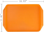 Plastic Fast Food Serving Tray,16.95 by 11.82-Inch,Set of 12 (Orange)