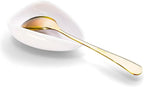Coffee Spoon Rest Set with Ceramic Rest & Gold Ellipse Stainless Steel Spoon