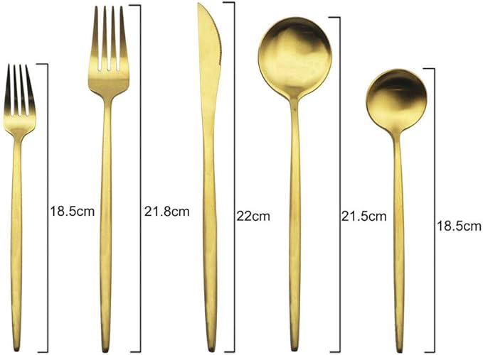 JASHII Luxury Gold Flatware, Silverware Sets, 5-piece Elegant Cute 18/10 Stainless Steel Silverware Set for Eating Home Kitchen Hotel Restaurant, Service Sets for 1 People, Dishwasher Safe
