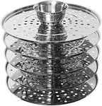 5 Tier/Level 20 qt Uzbek 18/10 Stainless Steel Steamer Cooker Warmer w/Tempered Glass Cover for Dumplings, Ravioli, Vegetables, Fish, Manti, Mantovarka