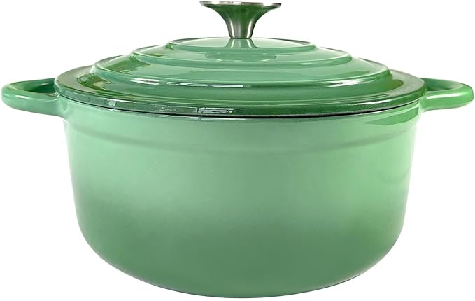 Dutch Oven,Cast Iron Dutch Ovens,Dutch Oven Pot with Lid,4.5 QT Enamel Dutch Pot,Dutch Ovens with Dual Handles,Cast Iron Pot for Braiser,Cooking,Gifts for Family,Green