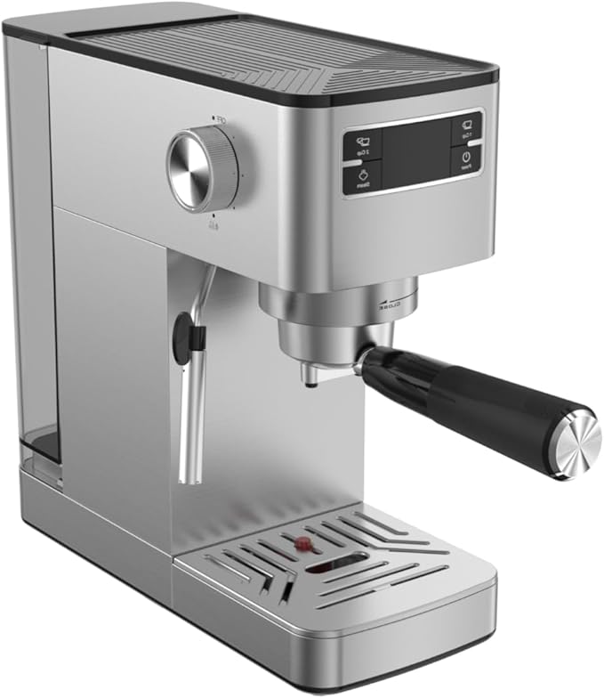Garvee 20 Bar Pressure Espresso Machine with Grinder, 1.5L Removable Water Tank, Milk Frother Steam Wand for Latte/Cappuccino (SILVER,15Bar)