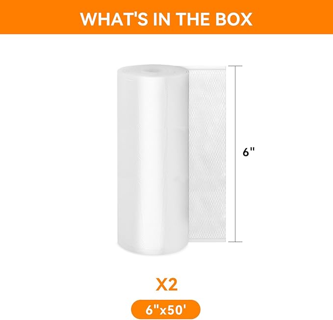 Wevac Vacuum Sealer Bags 6x50 Rolls 2 pack for Food Saver, Seal a Meal, Weston. Commercial Grade, BPA Free, Heavy Duty, Great for vac storage, Meal Prep or Sous Vide
