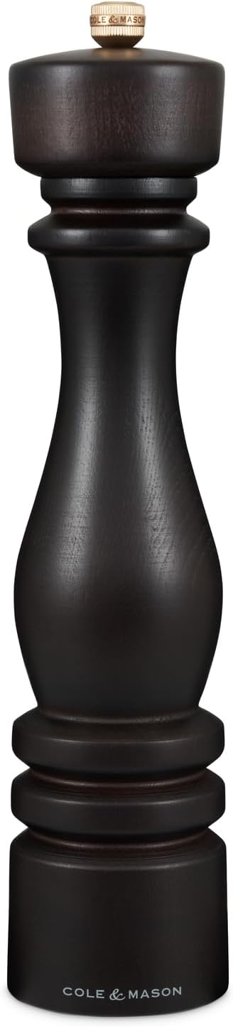 Cole & Mason London Refillable Spice Mill - Kitchen & Home Accessory - Table Black Pepper Grinder - Pepper Mill with Carbon Steel Mechanism - 11", Chocolate Wood