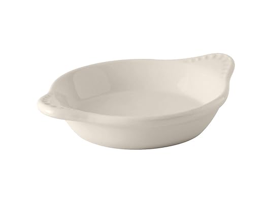 Tuxton China BEN-0902 Shirred Egg, 9 oz., 7-3/4" x 6-1/8" x 1" H, Round, Microwave and Dishwasher Safe, Oven Proof, Fully Vitrified, Ceramic, DuraTux, American White/Eggshell, Pack of 12
