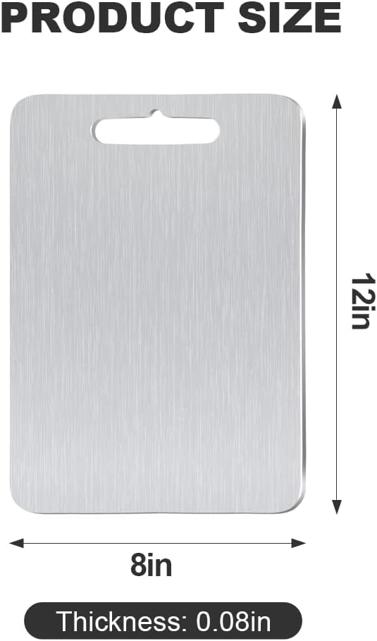 Pure Titanium Cutting Board Food Grade Cutting Board Non-slip surface is lightweight and resistant to deformation, suitable for outdoor camping and kitchen - Dishwasher safe(12"L x 8"W)