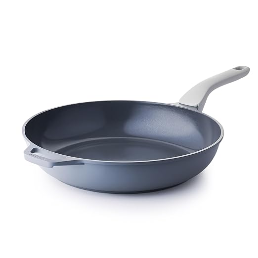 Nonstick Ceramic Frying Pan, 8/10/12 Inch Non Toxic Skillet, Egg & Omelet & Chef's Pan, Induction Compatible & Oven Safe, Dishwasher Safe,PTFE PFAS & PFOA Free (12 Inch, Gray)