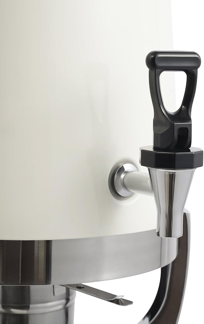 Coffee Urn with Fuel Holder 3.5 Gal/13L, Stainless Steel Beverage Dispenser Hot Drink Dispenser with Stand, Tea Water Coffee Chafer Urn for Parties Buffet Catering Commercial Home (Silver, White)