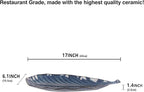 Ceramic Platter Olives Plate Set of 2, Large Serving Trays Salad, Appetizer, Cheese, charcuterie, Biscuits and snacks, Plate for Entertaining, Dishwasher Microwave Safe, Royal blue 17 Inch