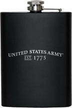 US Army 8 oz Flask | Stainless Steel Hip Flask for Liquor – Matte Black, Great Gift Idea for Veterans - Army Black Flask