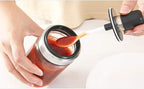 TENTA Kitchen 3 High Borosilicate Glass Spice Jars Seasonning Box Jar Condiment Jar, Combination Spoon and Lid Design, Premium Commercial Grade, Empty Jars 8.45 oz, Airtight Cap.