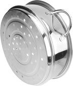 HEMOTON Stainless Steel Stackable Steamer Basket: 22cm Metal Steamer Pot Insert Pan Steaming Cookware for Dumpling Eggs Bun Dim Sum Meat Fish Rice Vegetable