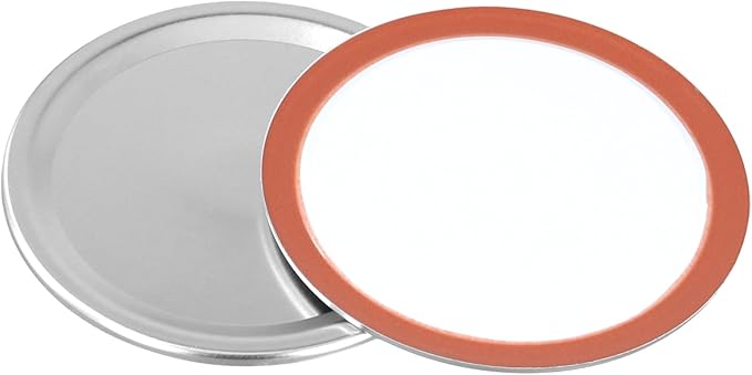 JEUIHAU 100 Pack Wide Mouth Canning Lids (3.4 Inch), Split-Type Metal Mason Jar Lids with Silicone Seals for Pickling, Jams, Dry Goods Preservation
