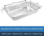 Aluminum Pans Full Size, Large Disposable Roasting & Baking Pan, 21"x13" Deep Foil Pans (50 Pack) Extra Heavy Duty Chafing Trays for Hotels, Restaurants, Caterers, Steam Table, Buffets & Bakeware