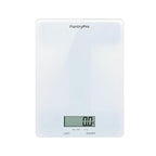 PantryPro Glass Platform Digital Kitchen Scale - 11lbs / 5kg Capacity - LCD Display g kg oz lb fl.oz ml - CR2032 Battery Included - White