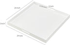 Oversize Extra Large King Size Bed Tray for eating Big Glossy White Acrylic Serving Tray with Handles 24x24 Inch -Spill Proof- Decorative Countertop Organizer for Ottoman,Bed,Party, Butler Tray