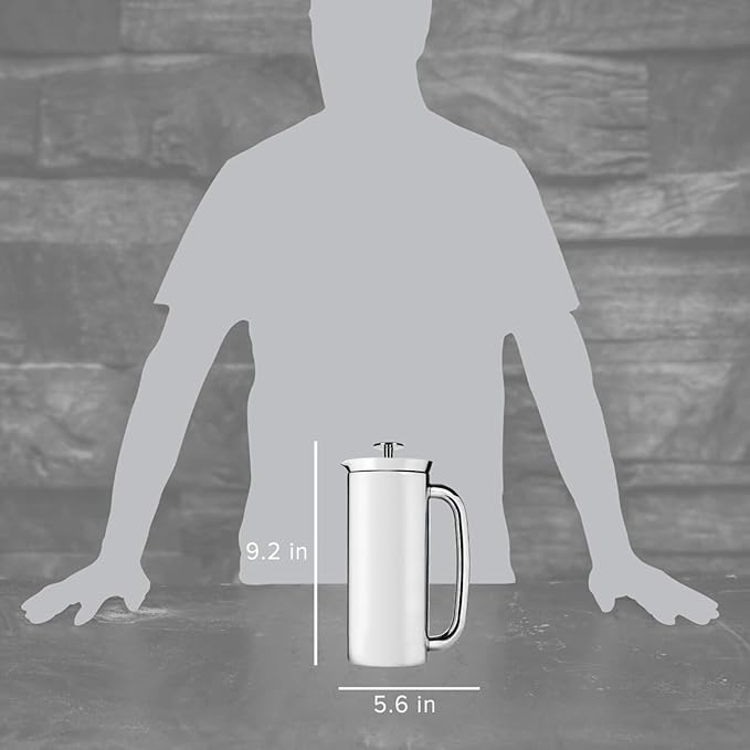 ESPRO P7 French Press Coffee Maker - Double-Walled Stainless Steel Insulated with Micro-Filter, 18 Ounces, Polished Stainless Steel