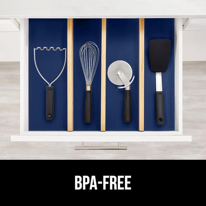 GORILLA GRIP Slip Resistant Drawer and Shelf Liner 2 Pack, Non Adhesive Water Resistant, Easy Clean and Trim, Smooth Surface Liners for Kitchen Cabinet, Shelves, Drawers, Pantry, 12 in x 10 FT, Navy