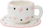 Koythin Ceramic Coffee Mug with Saucer Set, Cute Sweet and Cool Love Cup Unique for Office and Home, 10 oz/300 ml for Latte Tea Milk