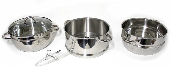 Lehman's Mehu-Maija Steam Juicer, 11 Quart Stainless Steel with Lid, Hose, Clamp, Loop Handles, Multipot Cookware for Making Juices, Jelly, Sauces