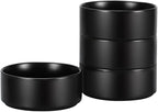 GZG Ceramic Cereal Bowls Set of 4,6 Inch Stoneware Soup Bowls,Dishwasher and Microwave Safe,Stackable,Scratch Resistant for Oatmeal,Fruit,Salads and Rice(Matte Black)