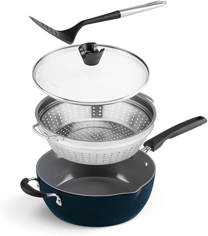 Cuisinart Preferred Pan 4-Pc Set - Nouveau Navy (4.5 Qt. Multi-Purpose Pan w/Cover, Steamer, Slotted Turner)