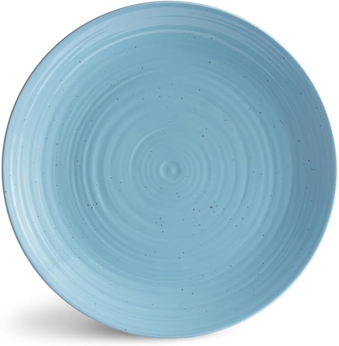 Sango Siterra Artist's Blend 16-Piece Stoneware Dinnerware Set – Service for 4, Ocean Blue Glossy Glaze with Unique Speckled Design, for Everyday Dining & Entertainment, Microwave & Dishwasher Safe