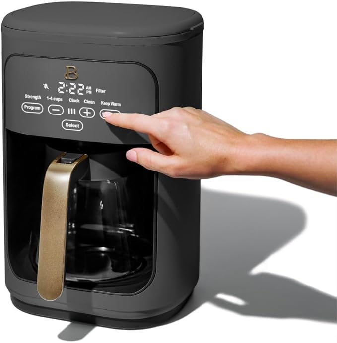 Beautiful Coffee Maker, 14-Cup, Touch-Activated Display, Programmable, Automatic Shut-Off, 1200W, Keep Warm, 24h Timer (Oyster Grey)