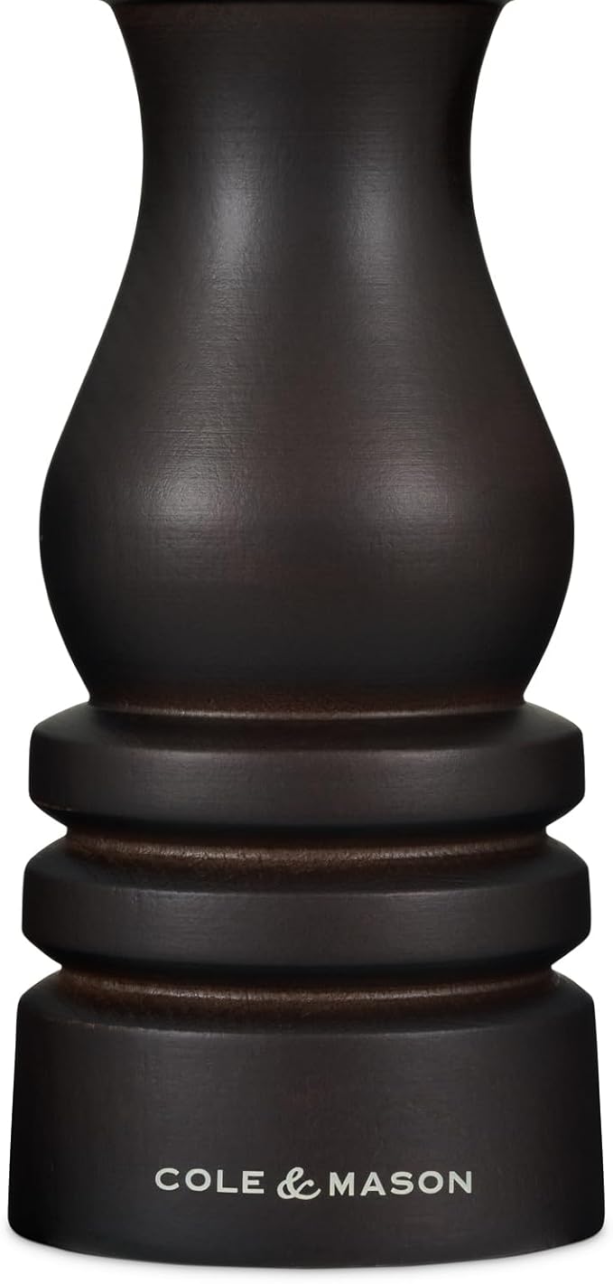 Cole & Mason London Refillable Spice Mill - Kitchen & Home Accessory - Table Salt Grinder - Salt Mill with Ceramic Mechanism - 7", Chocolate Wood