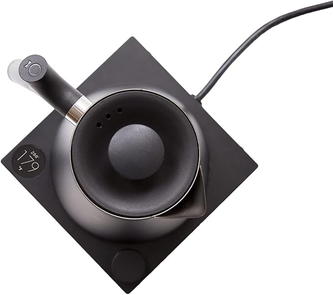 Fellow Corvo EKG Electric Tea Kettle - Electric Pour Over Coffee and Tea Pot - Quick Heating Electric Kettles for Boiling Water - Temperature Control and Built-In Brew Timer-Matte Black-0.9 Liter