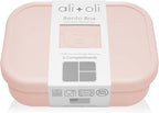 Ali+Oli Silicone Bento Box (Blush) Lunch Box for Kids, Toddlers, Preschoolers & Adults | BPA-Free and Spill-Proof | Ideal for School, and On-the-Go Meals| Perfect for Lunch, Snacks, and Meals
