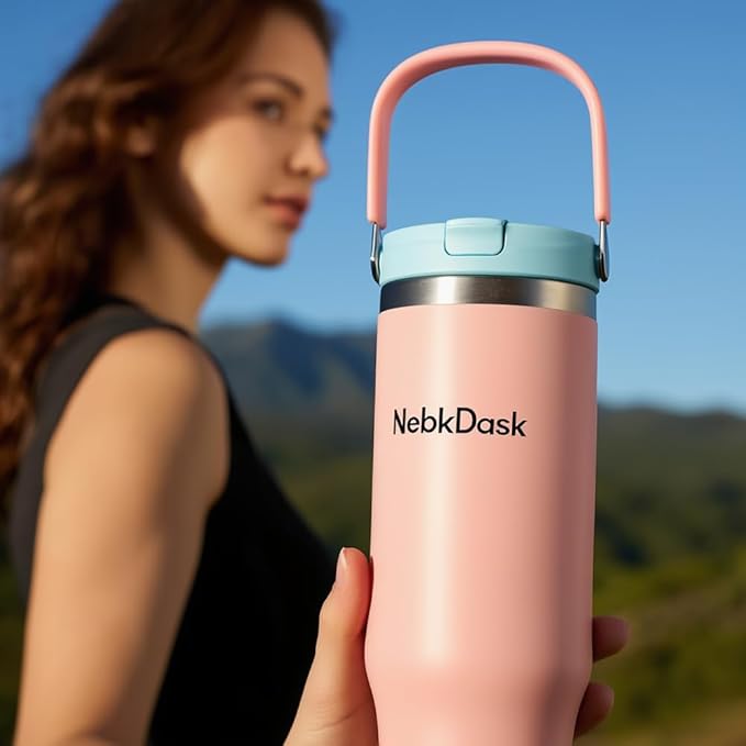 Insulated Stainless Steel Bottle 40oz with 2-in-1 Straw and Spout Lid Water Bottle Keep Cold 24H, Leak-Proof, Fits in Car Cup Holder, Travel, and School（Blue）