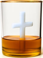 Crucifix Whiskey Glass – Premium Christian Cross Religious Glass, Old Fashioned Glass, Liquor – Luxurious Gold Rim – Home Bar Accessories Ideal for Man Cave, Fun Gift, Christian Gift, Religious Gift