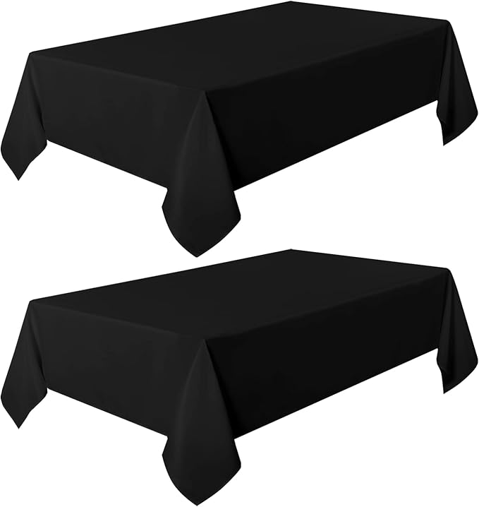 sancua 2 Pack Black Tablecloth 60 x 120 Inch, Rectangle 8 Feet Table Cloth - Stain and Wrinkle Resistant Washable Polyester Table Cover for Dining Tables, Buffet Parties and Camping