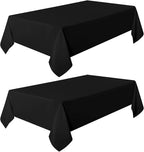 sancua 2 Pack Black Tablecloth 60 x 120 Inch, Rectangle 8 Feet Table Cloth - Stain and Wrinkle Resistant Washable Polyester Table Cover for Dining Tables, Buffet Parties and Camping