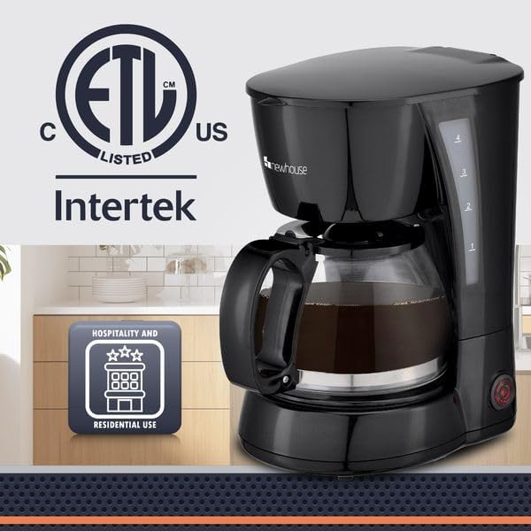 Newhouse Electric Coffee Machine NHCM-001-5, 5-Cup Coffee Maker with Auto Shut Off, Electric Pot with Metal Mesh Coffee Filter Basket, ETL Certified for Hospitality and Residential Use