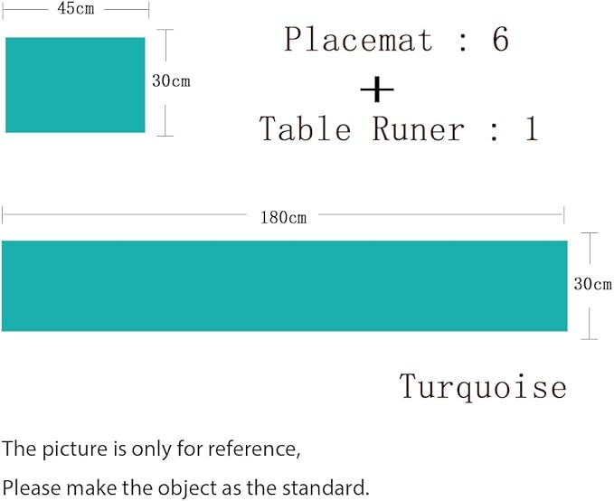 PIGCHCY Elegant Placemats and Table Runner, Durable Cleaning Set (6 Placemats + 1 Table Runner, Turquoise)