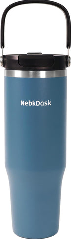 Insulated Stainless Steel Bottle 40oz with 2-in-1 Straw and Spout Lid Water Bottle Keep Cold 24H, Leak-Proof, Fits in Car Cup Holder, Travel, and School（Blue）