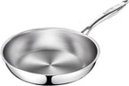8 Inch Tri-Ply Stainless Steel Frying Pan,Whole-Clad No Coatings Skillet with Stay-cool Handle for Cooking,Dishwasher and Oven Safe,Induction Pans