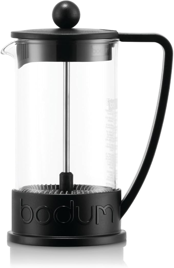 Bodum 12oz Brazil French Press Coffee Maker, High-Heat Borosilicate Glass, Black - Made in Portugal
