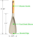 VOVOLY Cooking Spoon for Nonstick Cookwares, Silicone Spoon for Mixing, Scoop, and Scrape, Khaki,11"