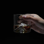 LIITON Denali Mountain Heavy Crystal Whiskey Glasses Gift Set of 2, Thick Freezable Bourbon Glass 1lb Each, Premium Whiskey Gifts for Men, Frozen Crystal Chills Cocktails, 10 oz