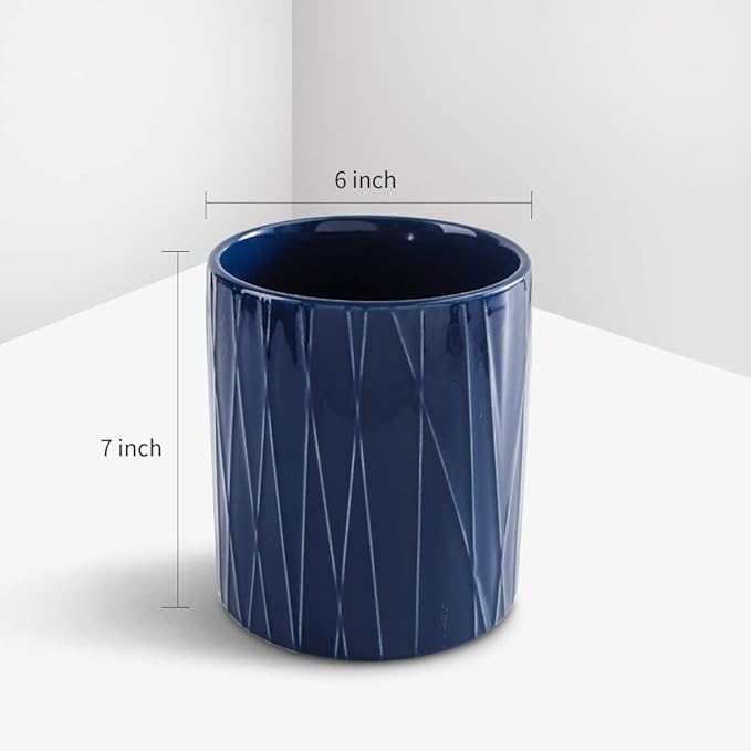 KOOV Kitchen Utensil Holder, Large Ceramic Utensil Crock, Deep and Stable, Containers for Household or Kitchen Use (Aegean)